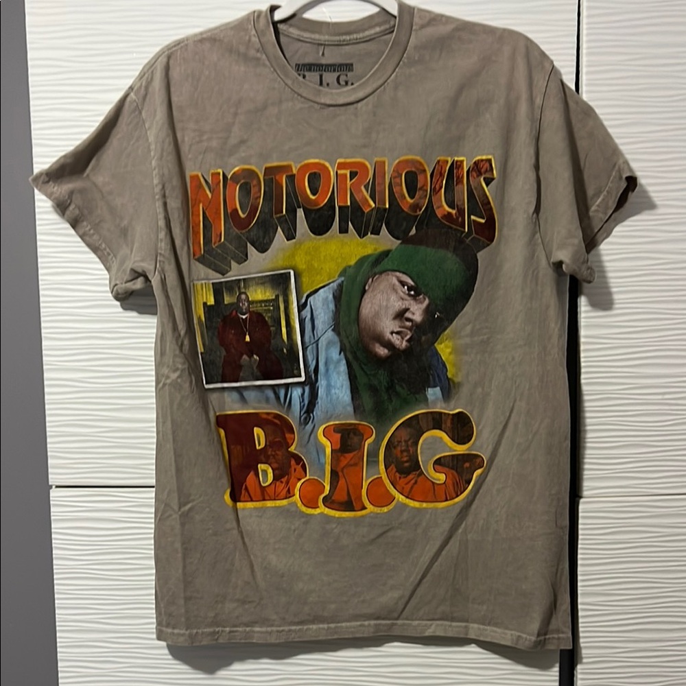 Notorious BIG biggie hip hop brown graphic tee medium